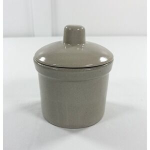 Vintage RRP Co Roseville OH Speckled Beige Stoneware 1 Pint Butter Crock w/ Lid